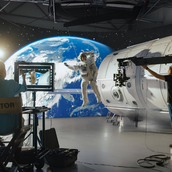 Astronaut scene rendered on LED wall